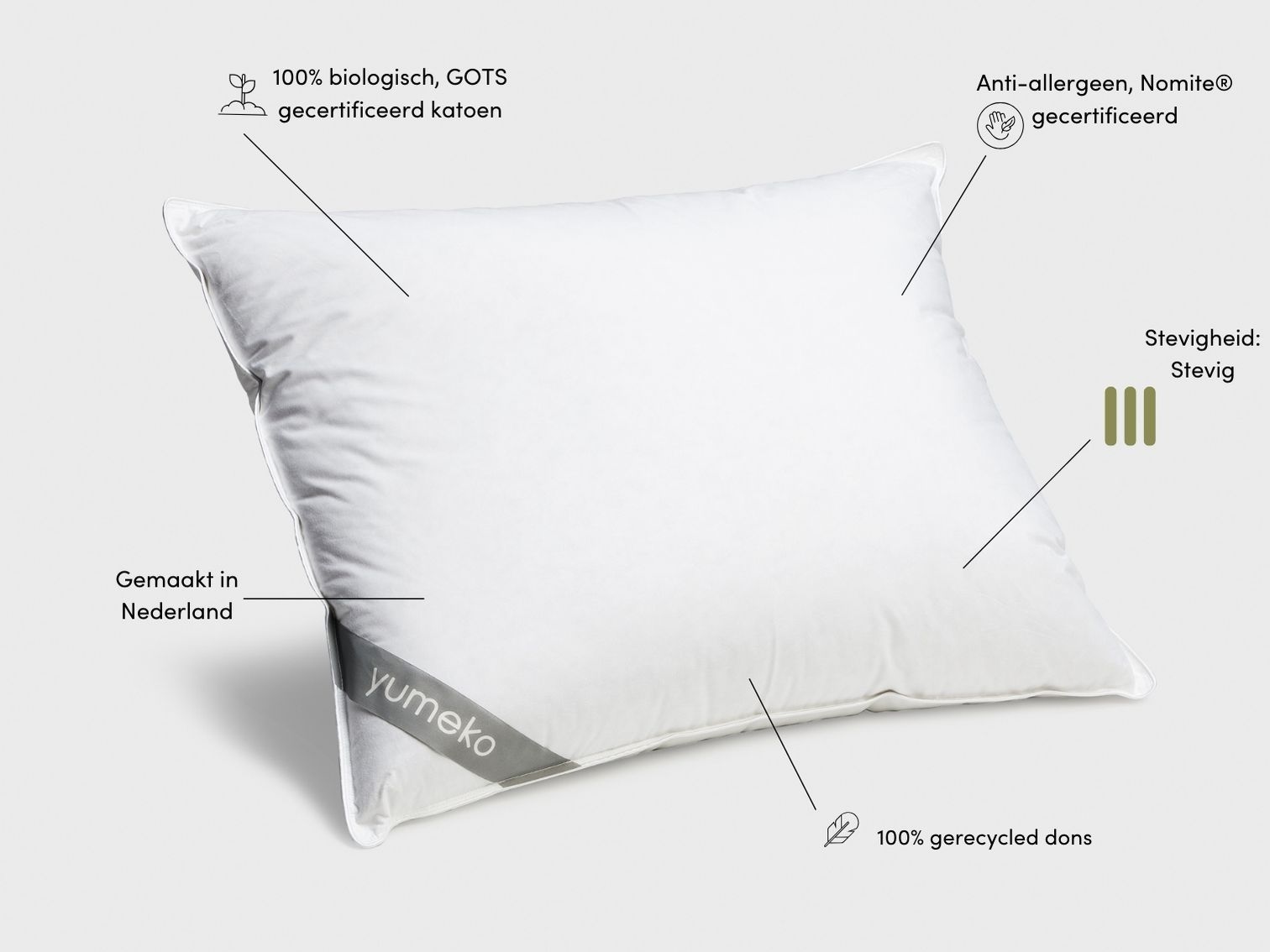 Kussen gerecycled dons 60x70 stevig