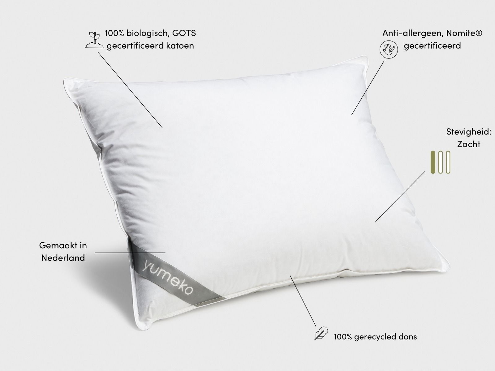 Kussen gerecycled dons 60x70 zacht