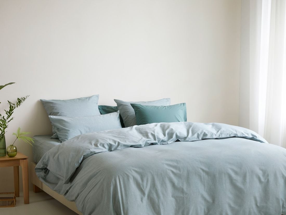 Parure de lit coton TENCEL™ vert chambray