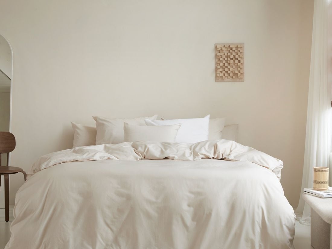 Parure de lit coton TENCEL™ latte chambray