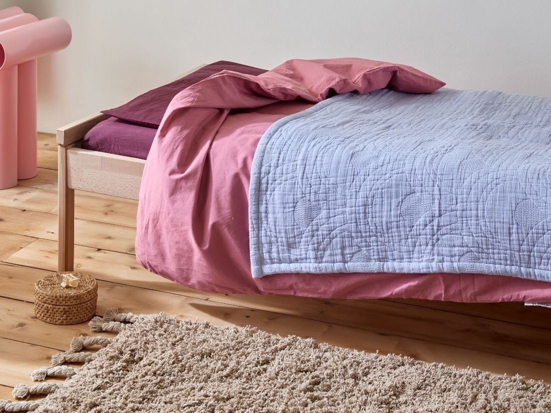 Kindersprei mousseline katoen arch lavender blue 100x150