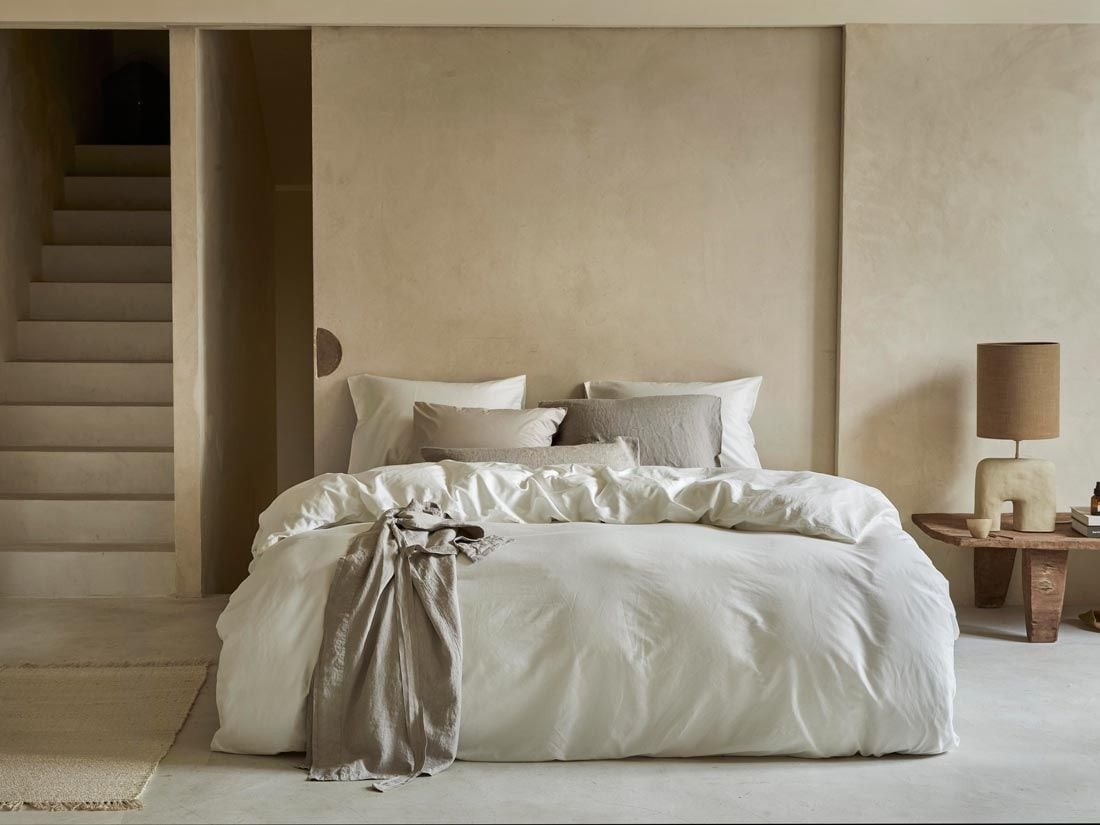 Dekbedovertrek katoen satijn warm white