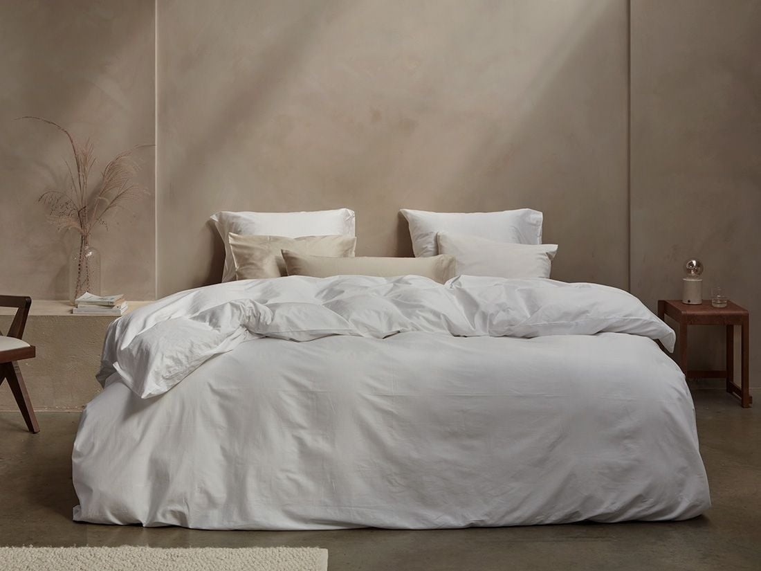 Parure de lit satin de coton blanc pur