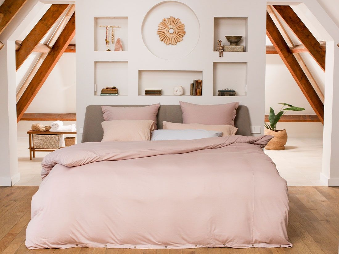 Parure de lit jersey rose vintage