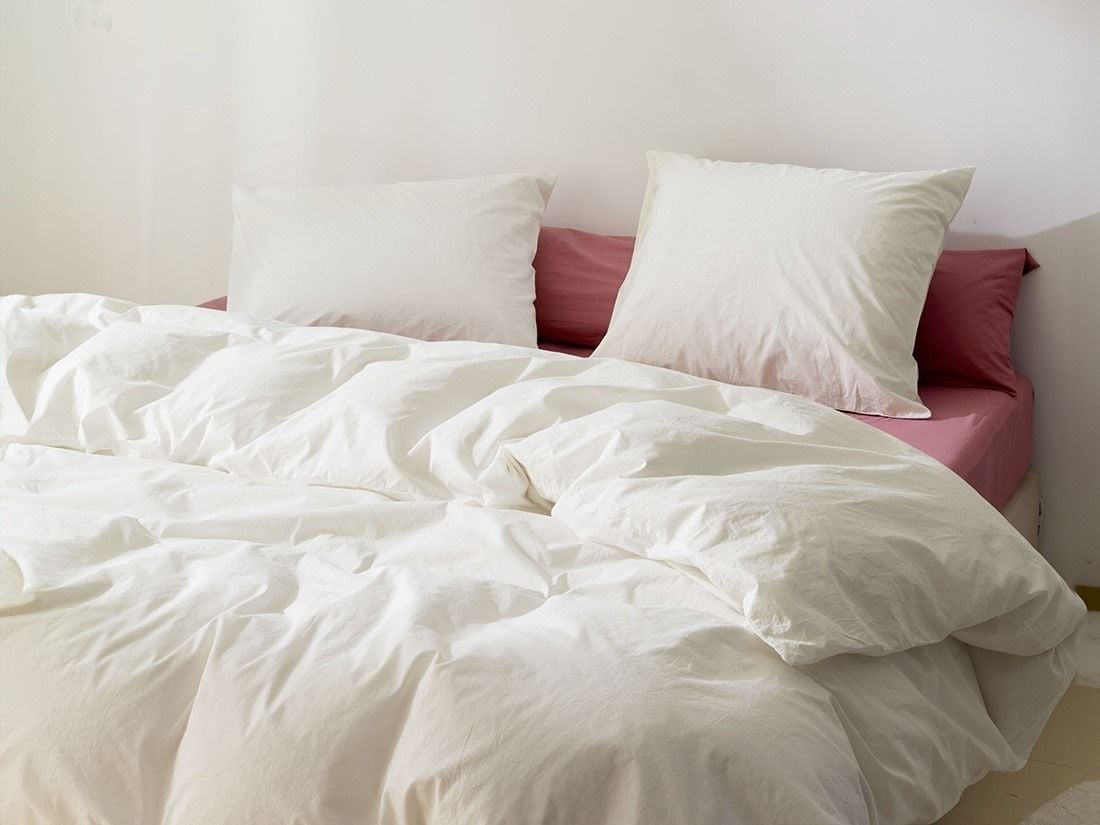 Parure de lit percale de coton blanc sérénité