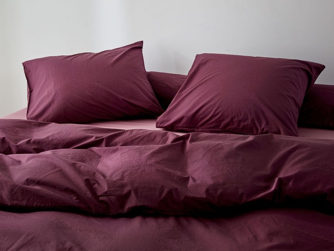 Parure de lit percale de coton prune enchantée