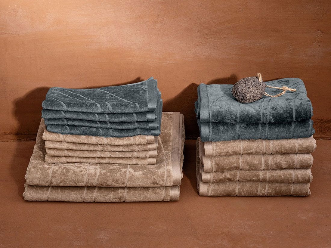 Gastendoekjes velours pebble blue 30x50 - 4 st