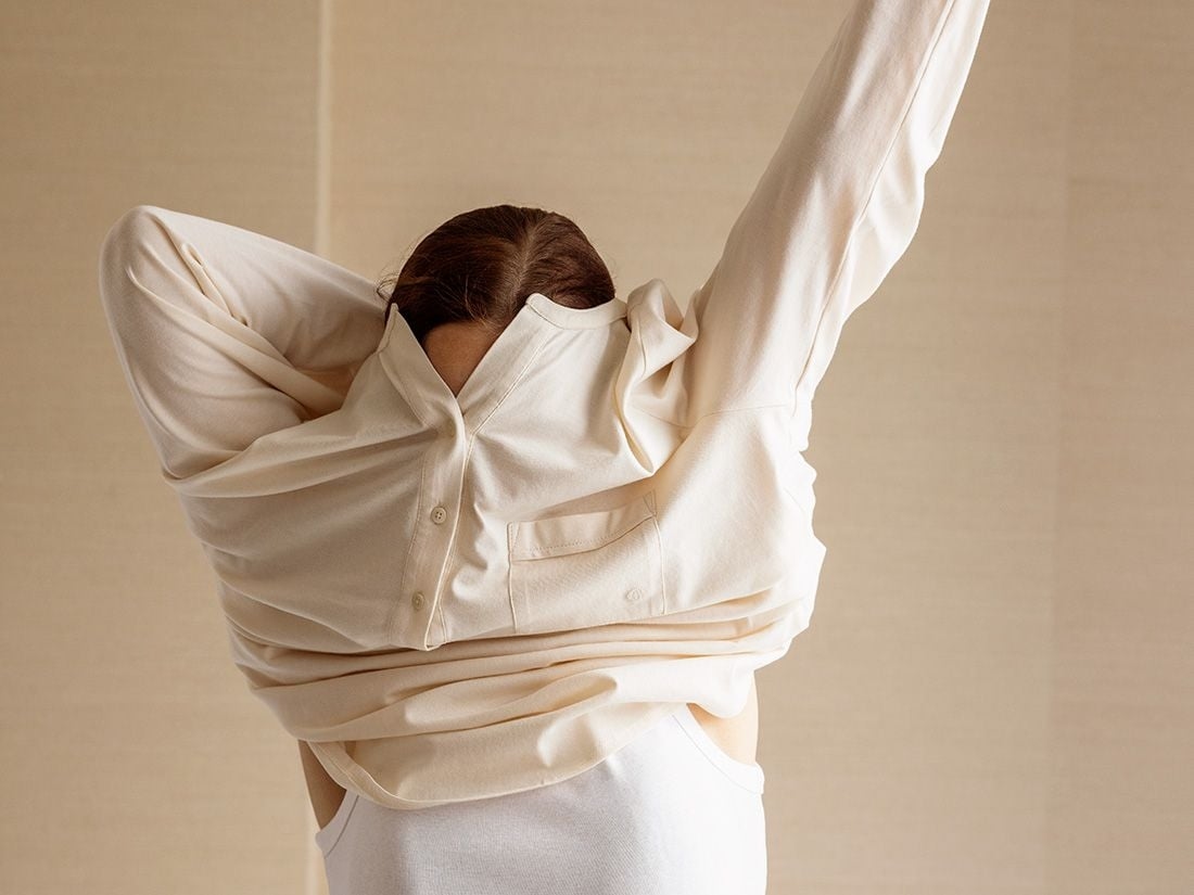 Pyjamashirt dames jersey sunrise white