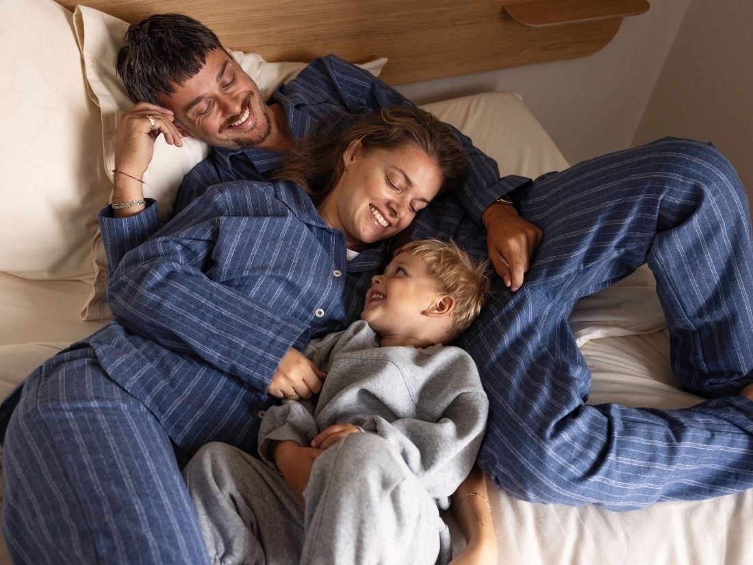 Pyjamashirt dames flanel denim blue/white stripe