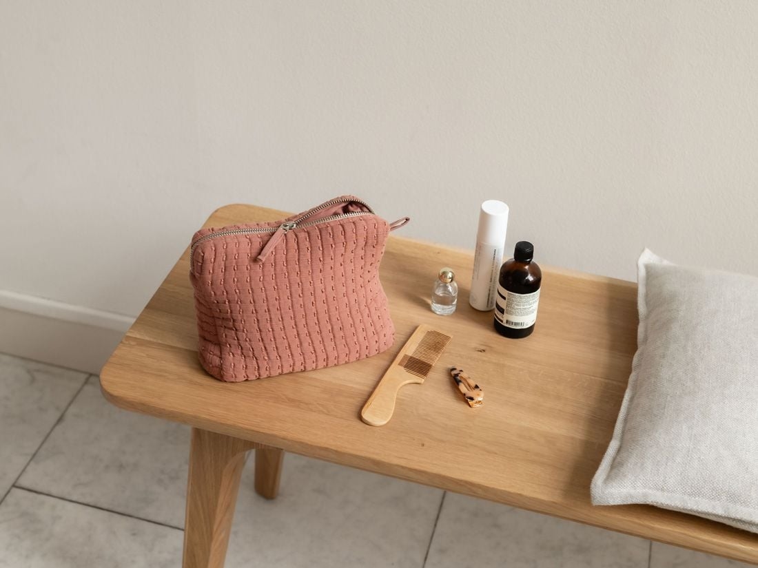 Toilettas mousseline katoen rose cloud