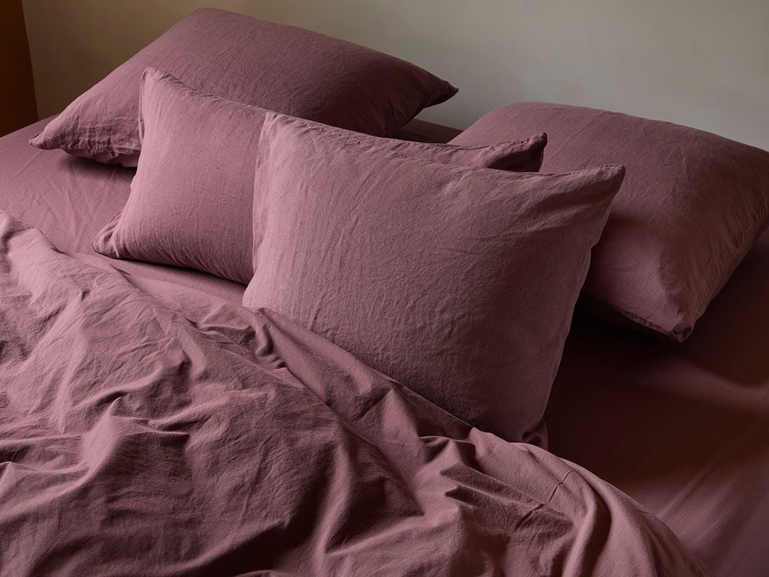 Parure de lit chanvre/coton framboise intense