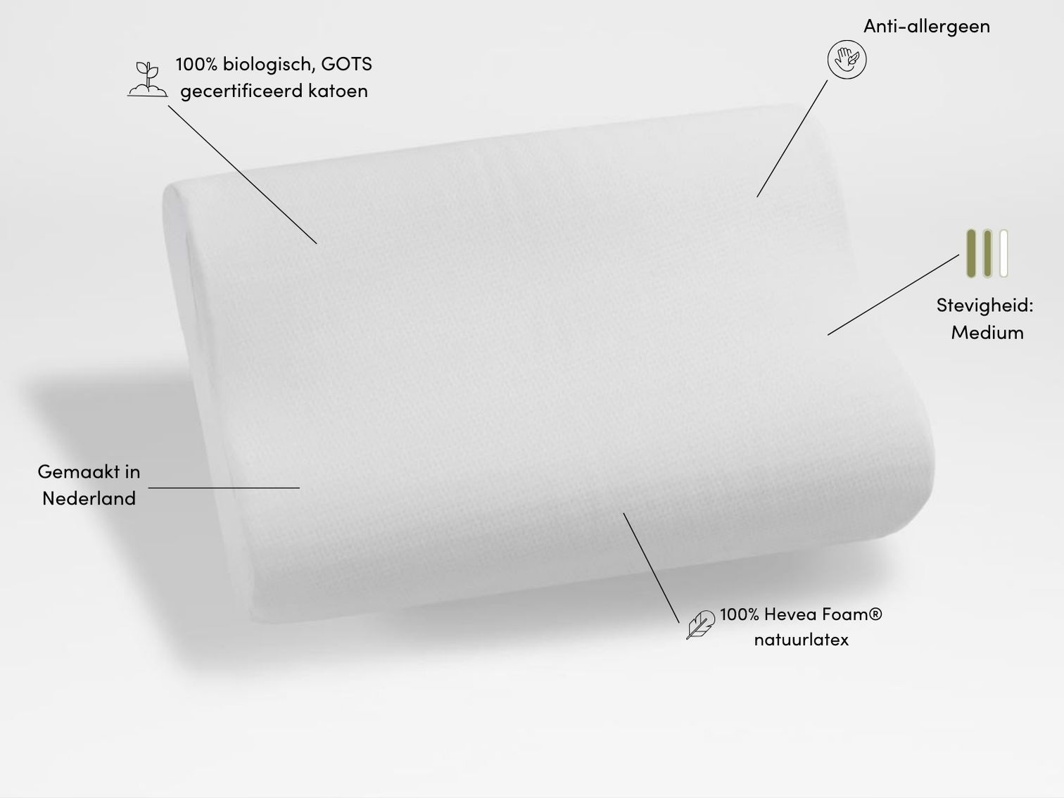 Kussen natuurlatex wave 44x63x11/13 medium