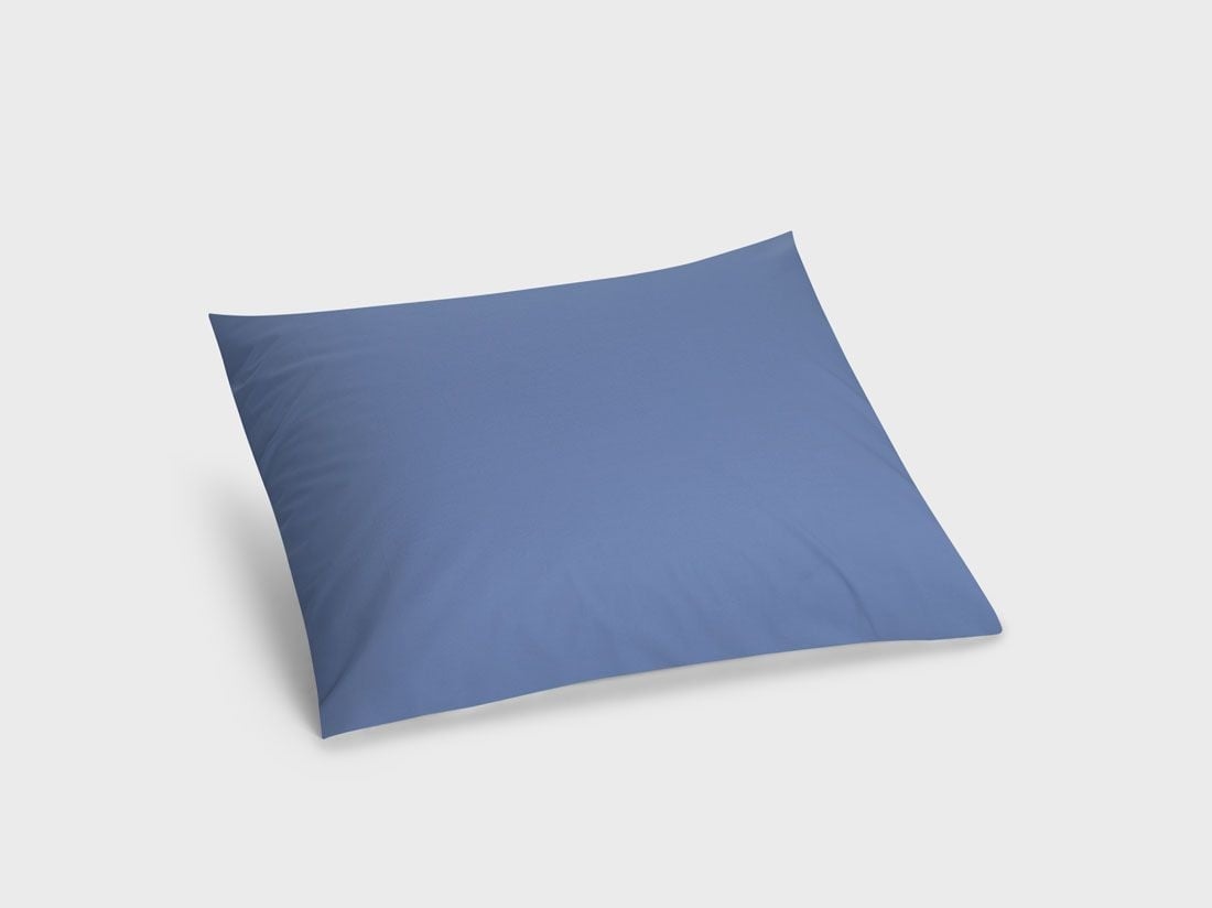 Taie d'oreiller percale de coton bleu serein