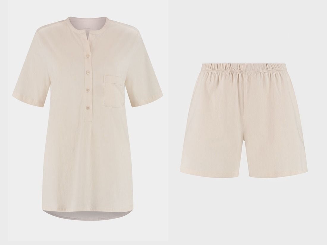 Pyjamaset dames kort jersey sunrise white