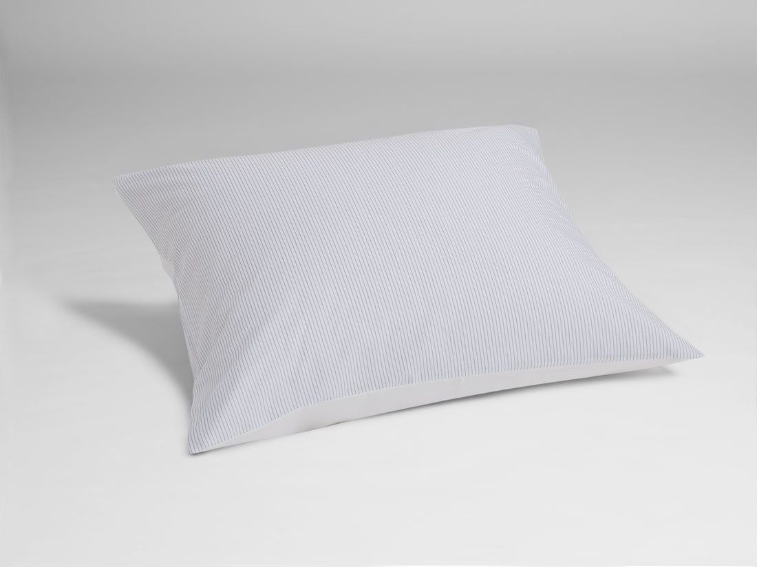 Kussensloop katoen TENCEL™ double face white stripe/pure white