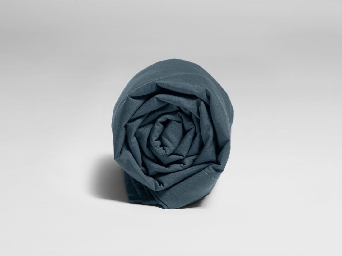 Drap plat enfant percale de coton bleu