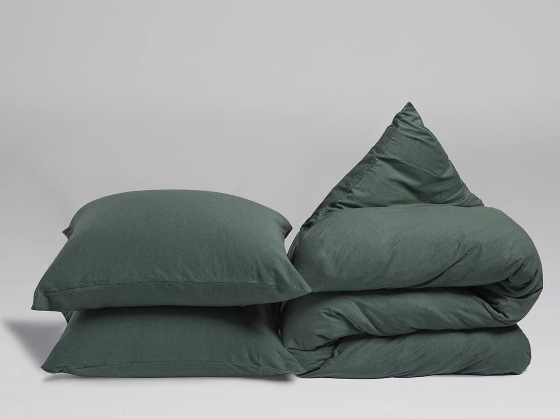 Parure de lit jersey vert pin