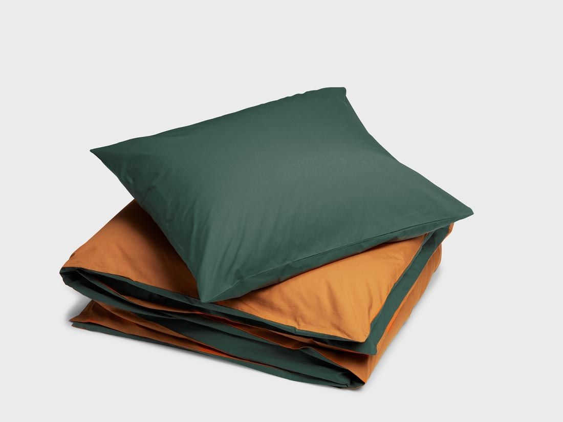 Dekbedovertrek percal katoen double face forest/ochre 140x220 + 1/60x70