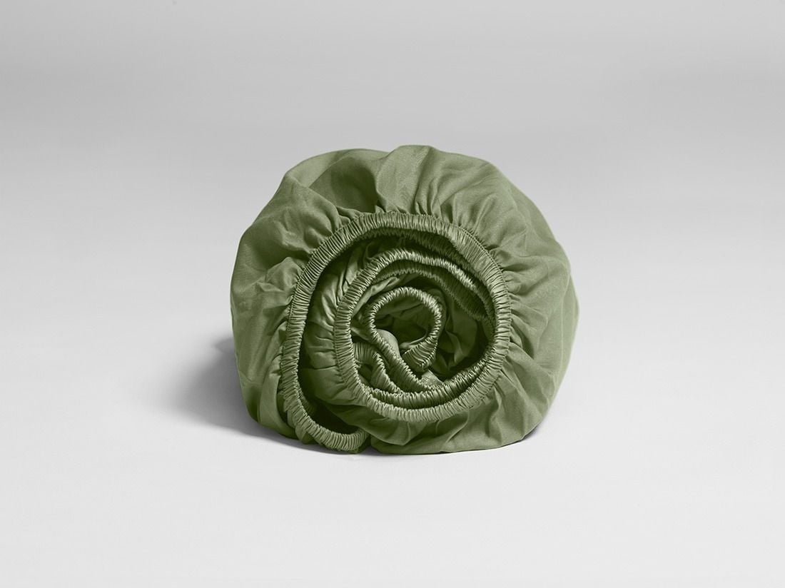 Drap-housse satin de coton vert olive moyen