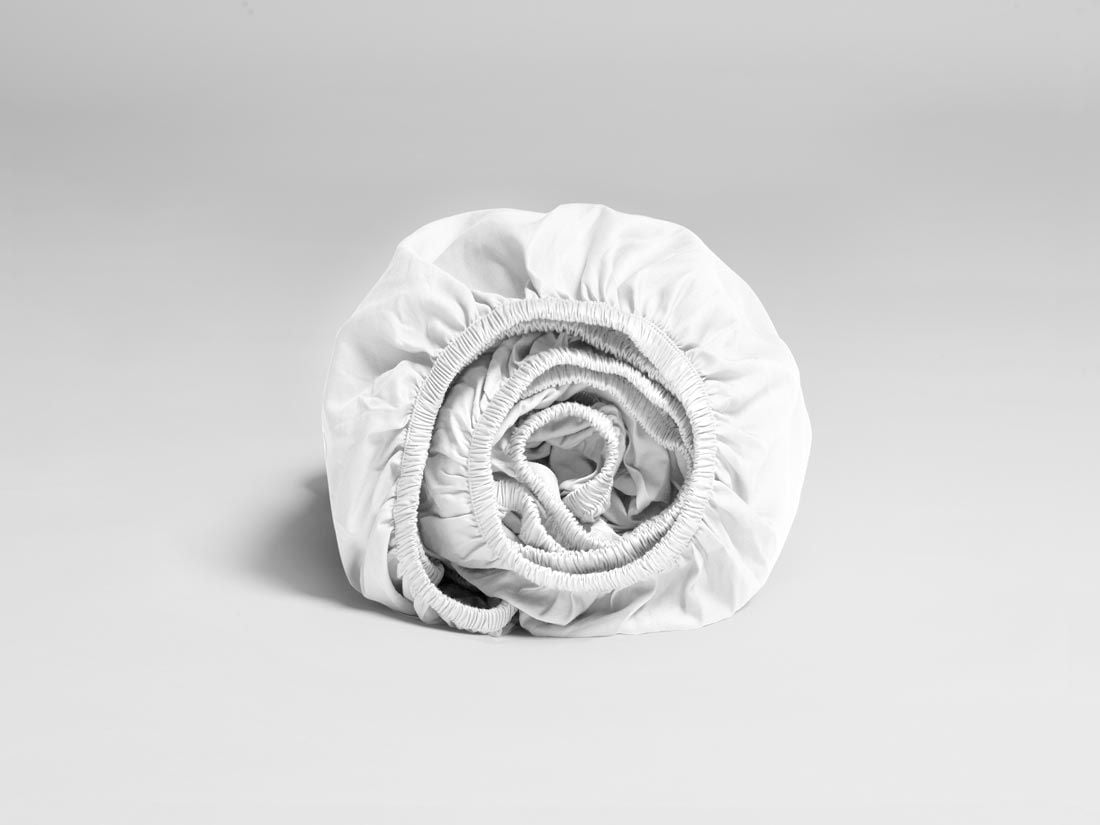 Hoeslaken extra hoog katoen satijn pure white