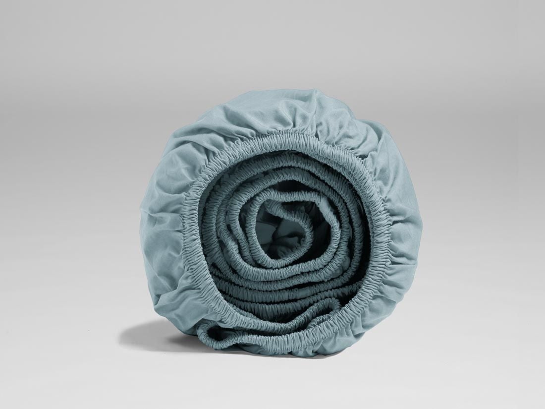 Drap-housse percale de coton bleu pétrole