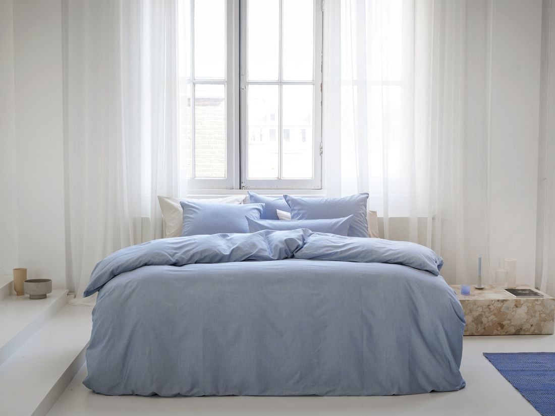 Dekbedovertrek katoen TENCEL™ blue chambray
