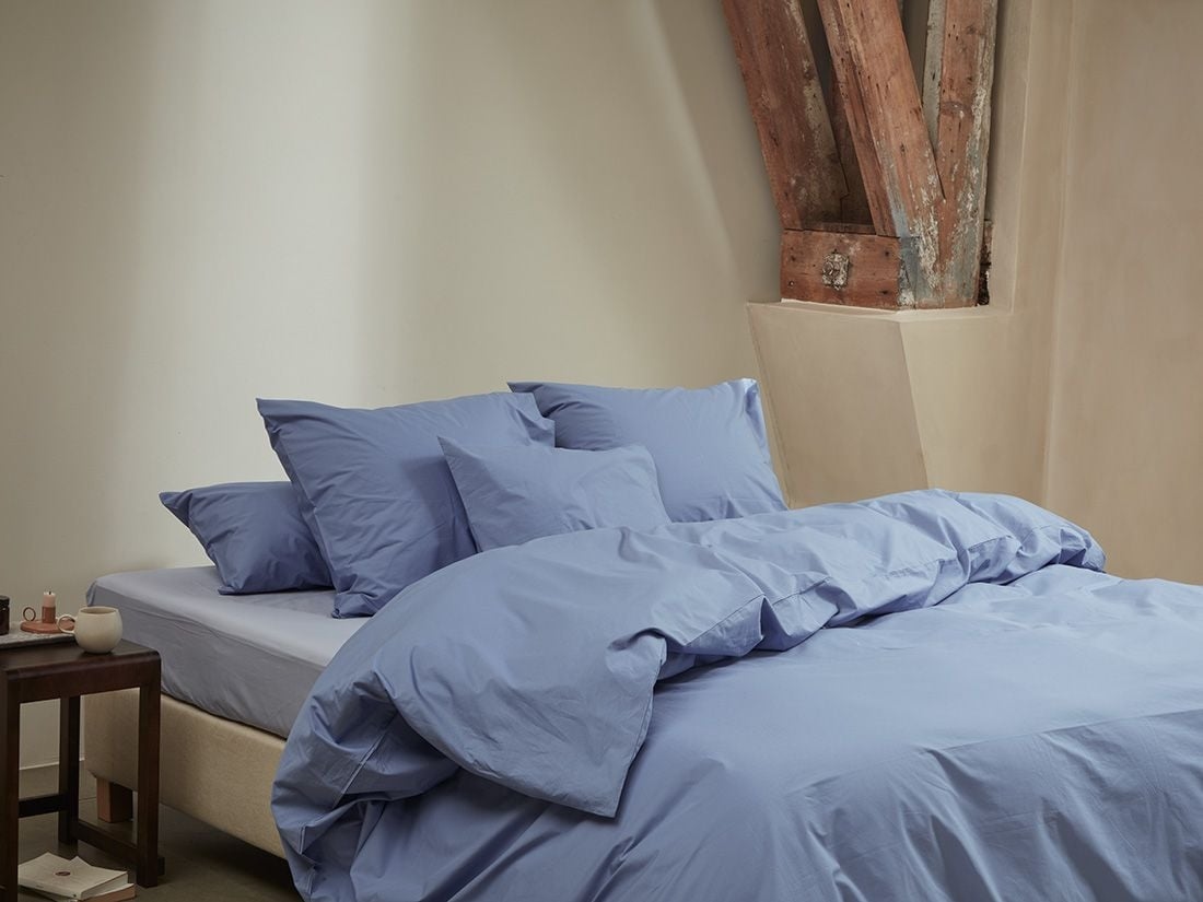 Dekbedovertrek percal katoen serene blue