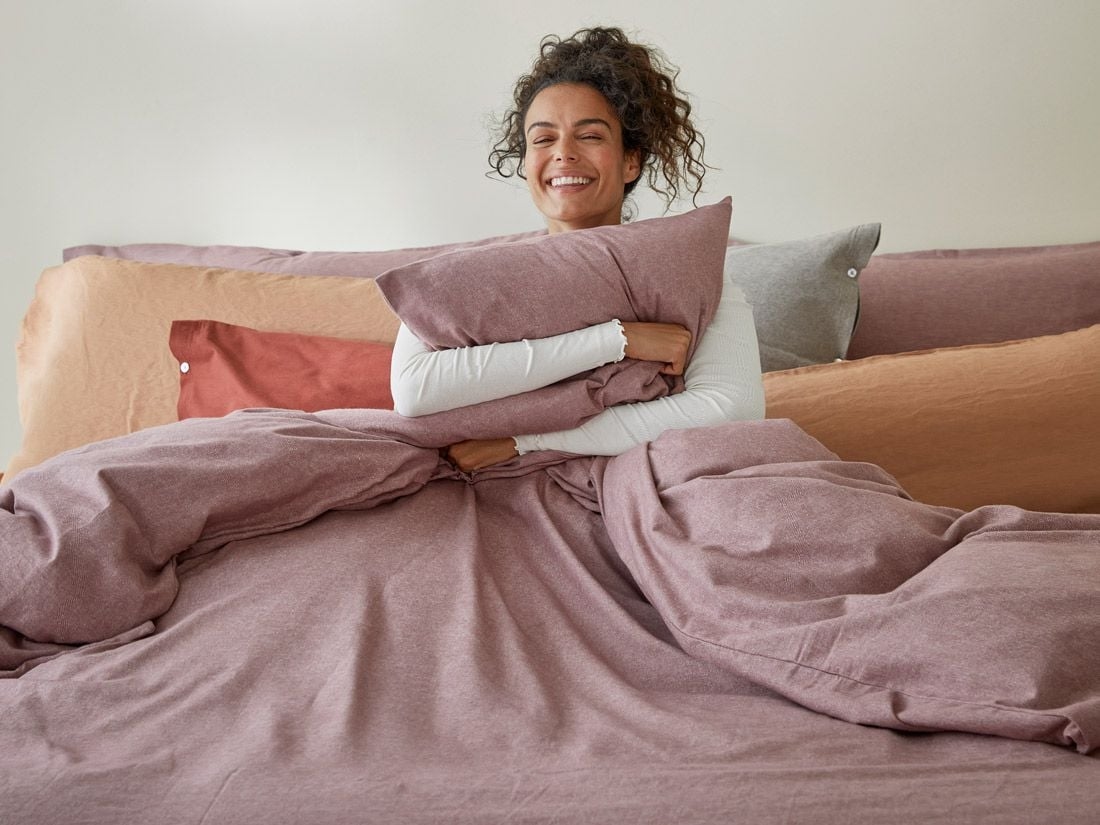 Kussensloop flanel mauve chambray