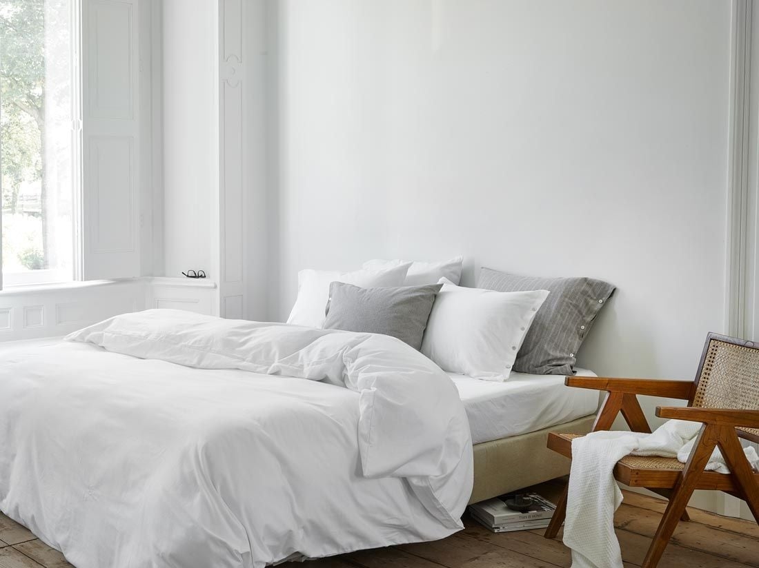 Parure de lit flanelle de coton blanc pur