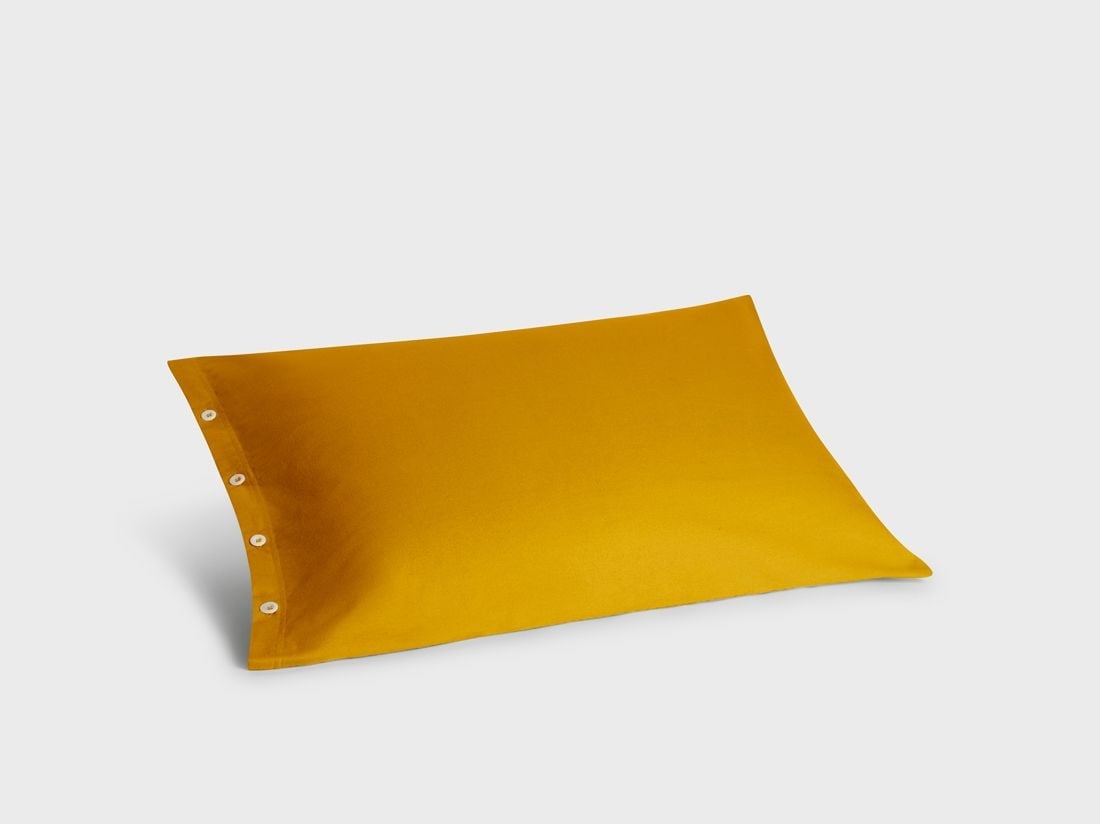 Taie d'oreiller flanelle de coton jaune d'Inde 50x70