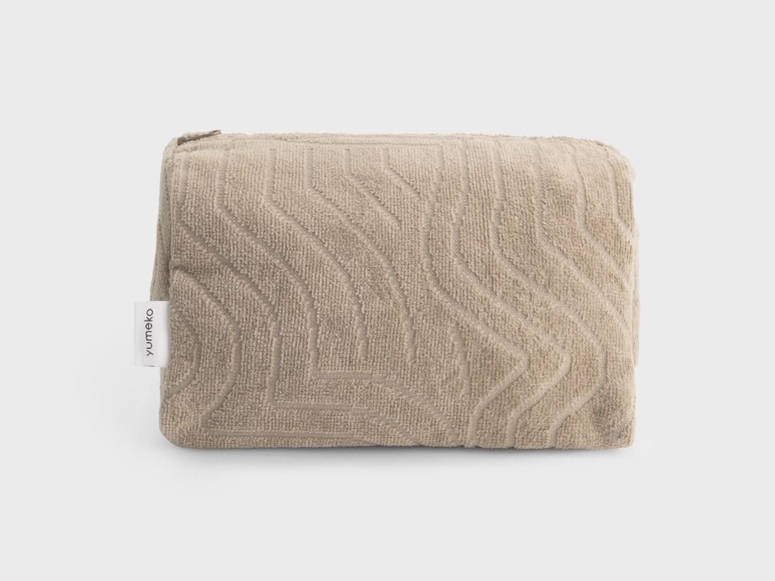 Trousse de toilette en velours taupe classique
