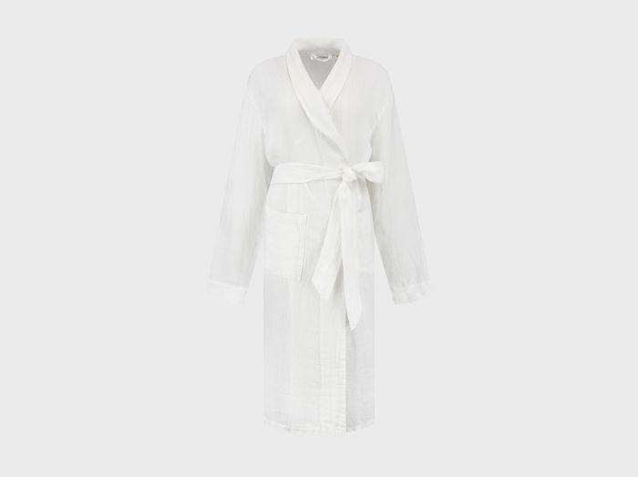 Kimono badjas gewassen linnen wafel pure white