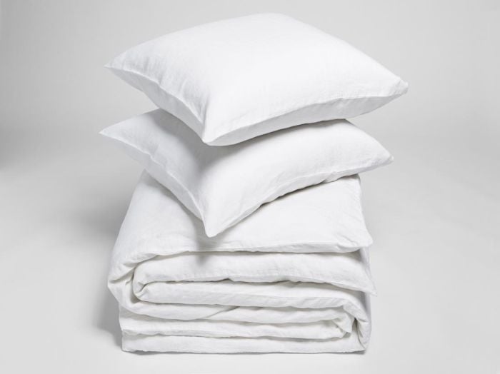 Dekbedovertrek gewassen linnen pure white