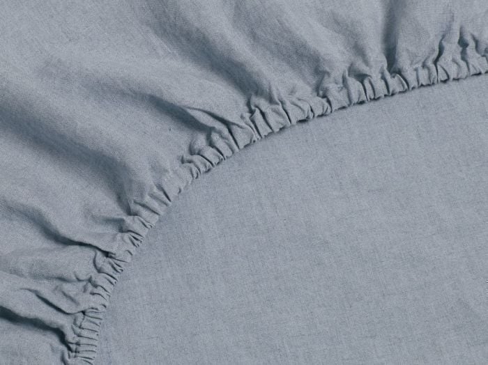 Hoeslaken gewassen linnen dusk blue