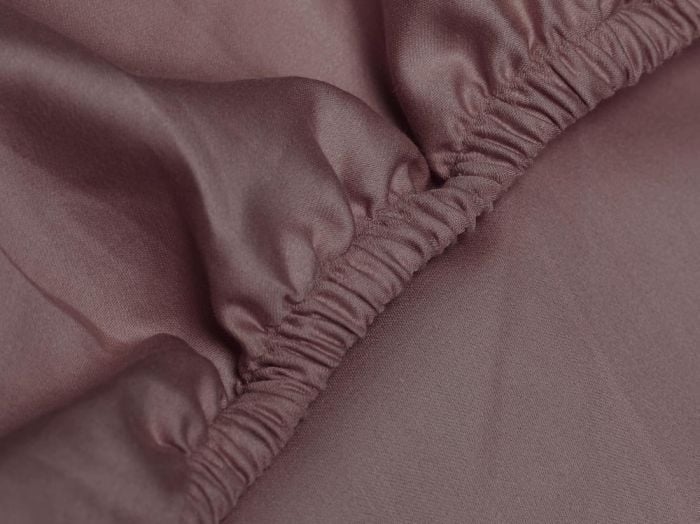 Hoeslaken katoen satijn rose brown