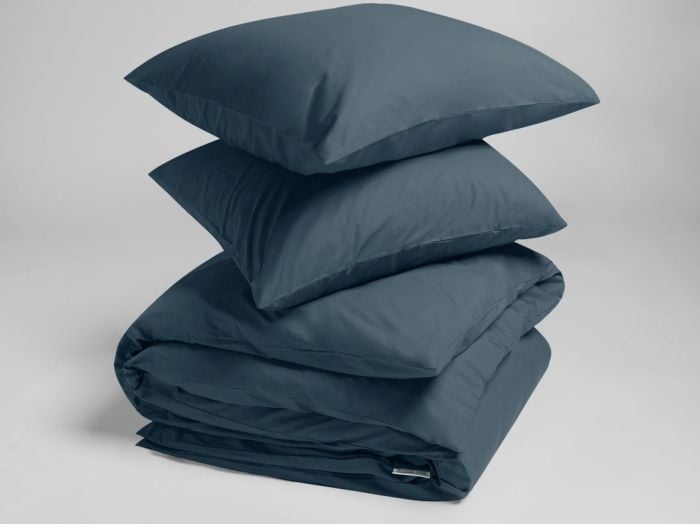 Parure de lit percale de coton bleu