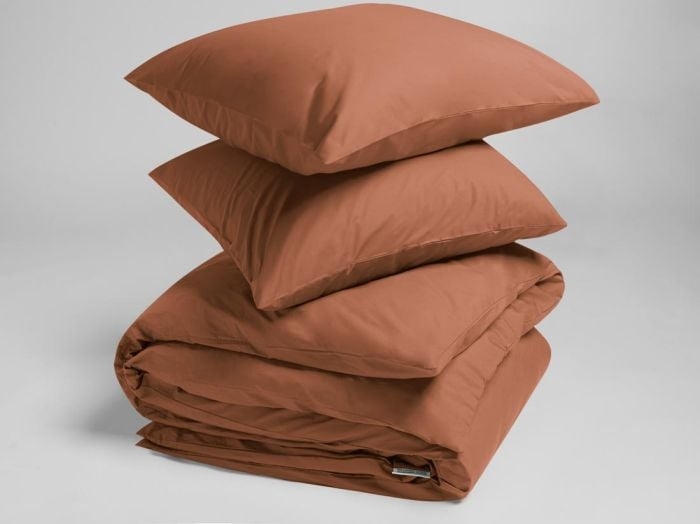 Parure de lit percale de coton terracotta