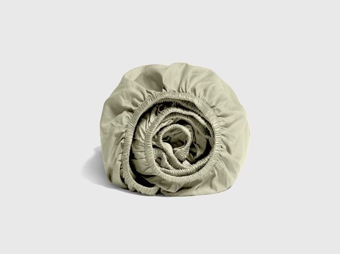 Hoeslaken katoen satijn light olive