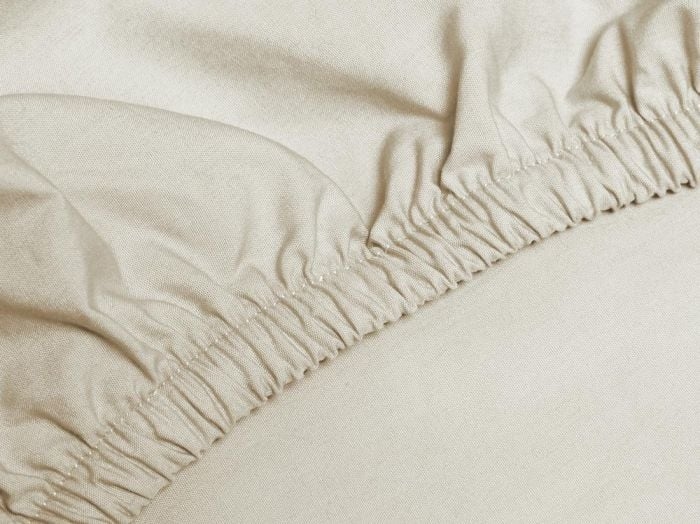 Hoeslaken katoen satijn sandy grey