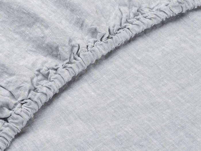 Hoeslaken gewassen linnen blue chambray