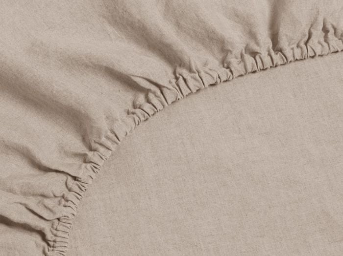 Hoeslaken gewassen linnen dusty rose