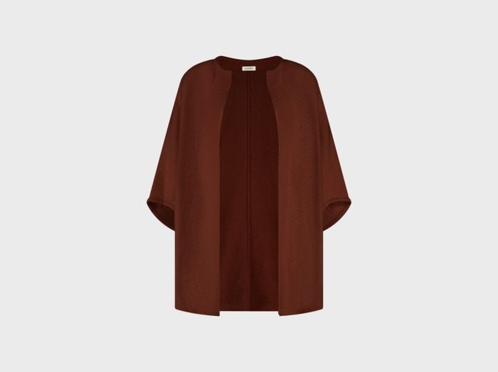 Kimono vest gebreid katoen cinnamon brown