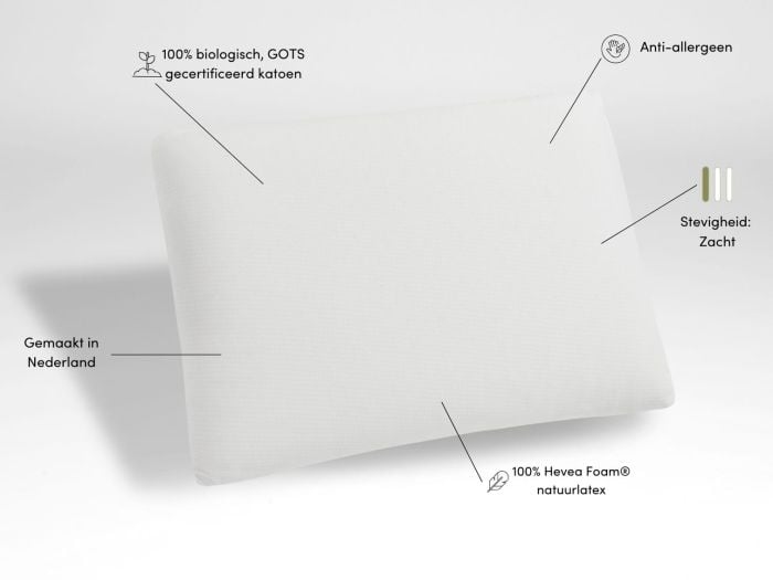 Kussen natuurlatex cloud 40x60x12 zacht