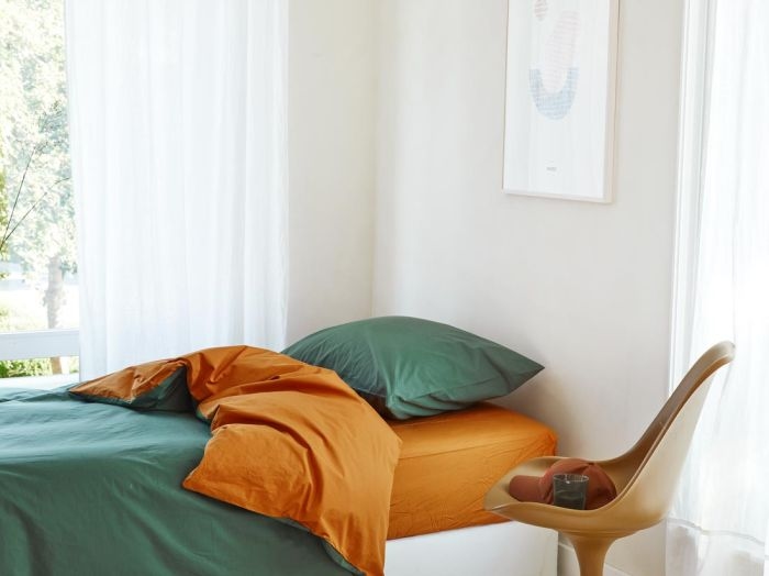 Dekbedovertrek percal katoen double face forest/ochre 140x220 + 1/60x70