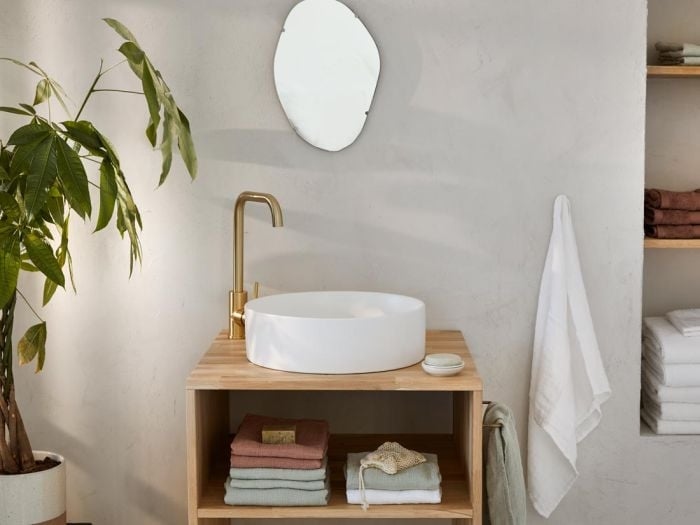 Serviette lin lavé nid d'abeille blanc pur 50x100 - 1 pc