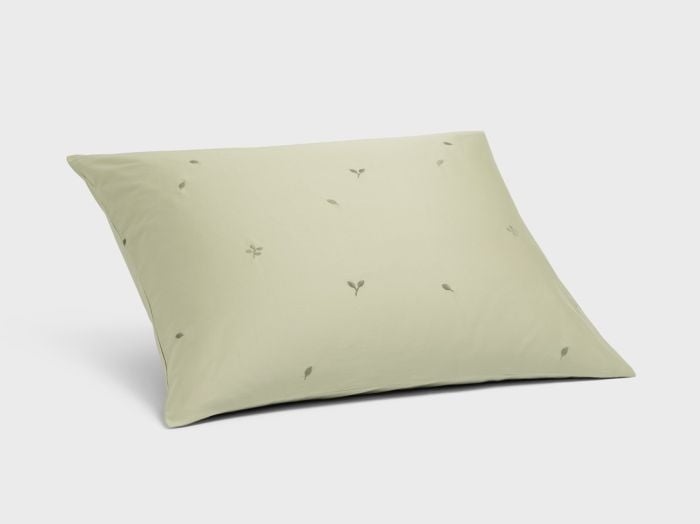 Kussensloop katoen satijn light olive botanical
